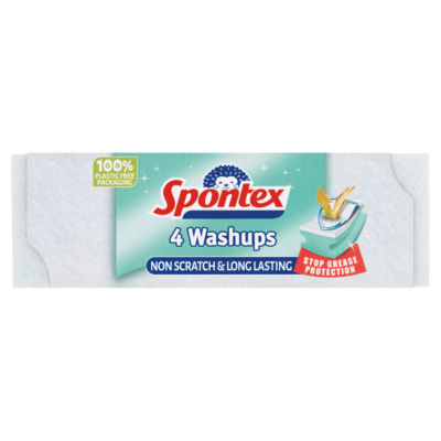 Spontex 4 Washups Non Scratch Sponge Scourers - ASDA Groceries