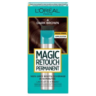 L'Oreal Magic Retouch Permanent Root Concealer, Touching Up Grey Hair Dye,  Dark Brown 4 - ASDA Groceries