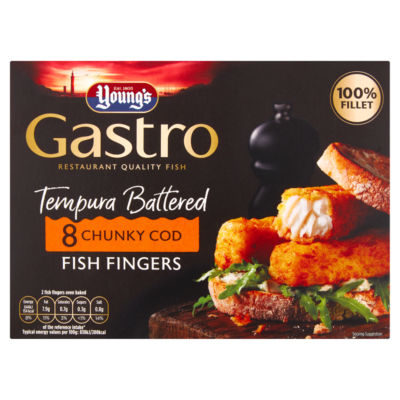 Young's Gastro 8 Tempura Battered Chunky Cod Fish Fingers - ASDA