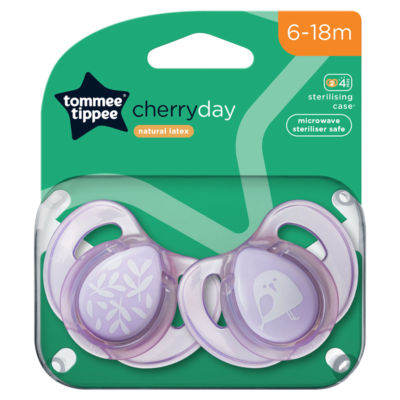 TOMMEE TIPPEE Explora 6-18 month Baby Boy 2x BPA Free Latex Cherry Teat Soother 