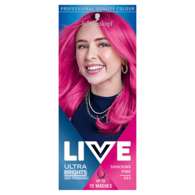 Schwarzkopf LIVE Ultra Brights Or Pastel Pink Hair Dye Shocking Pink 093  Semi-permanent - ASDA Groceries