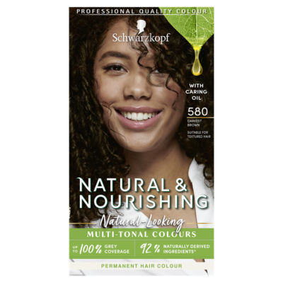 Schwarzkopf Natural & Nourishing Vegan Brown Hair Dye Darkest Brown 580  Permanent - ASDA Groceries