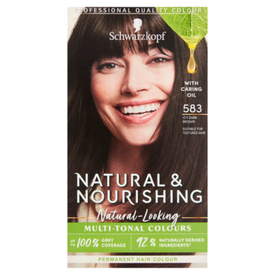 Schwarzkopf Natural & Nourishing Vegan Brown Hair Dye Icy Dark Brown 583  Permanent - ASDA Groceries