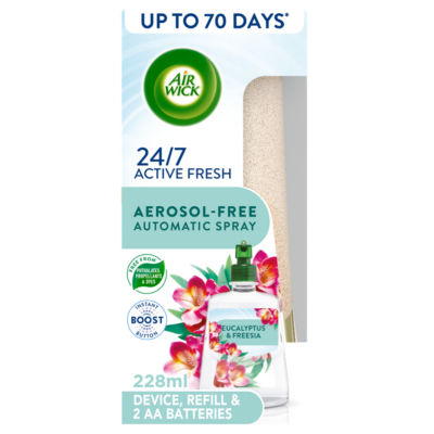 Air Wick Active Fresh Aerosol-Free Automatic Spray Kit, Eucalyptus & Freesia