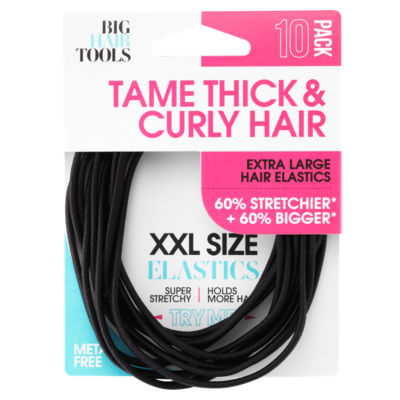 Big Hair Tools 10 Extra Large Elastic Hair Bands Black - ASDA Groceries