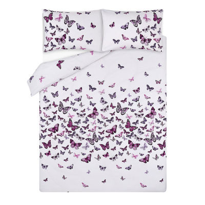 George Home Purple Erfly Easy Care, Asda Bed Linen Duvet Covers