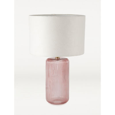 George Home Pink Ribbed Glass Table, Asda Brown Glass Table Lamp
