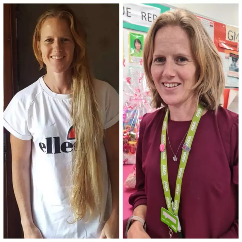 George manager Sammie has long locks cut to help the Little Princess Trust | Asda Newport Isle of Wight