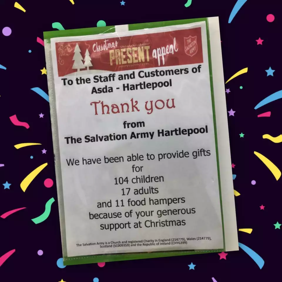 Thank you from Salvation Army | Asda Hartlepool
