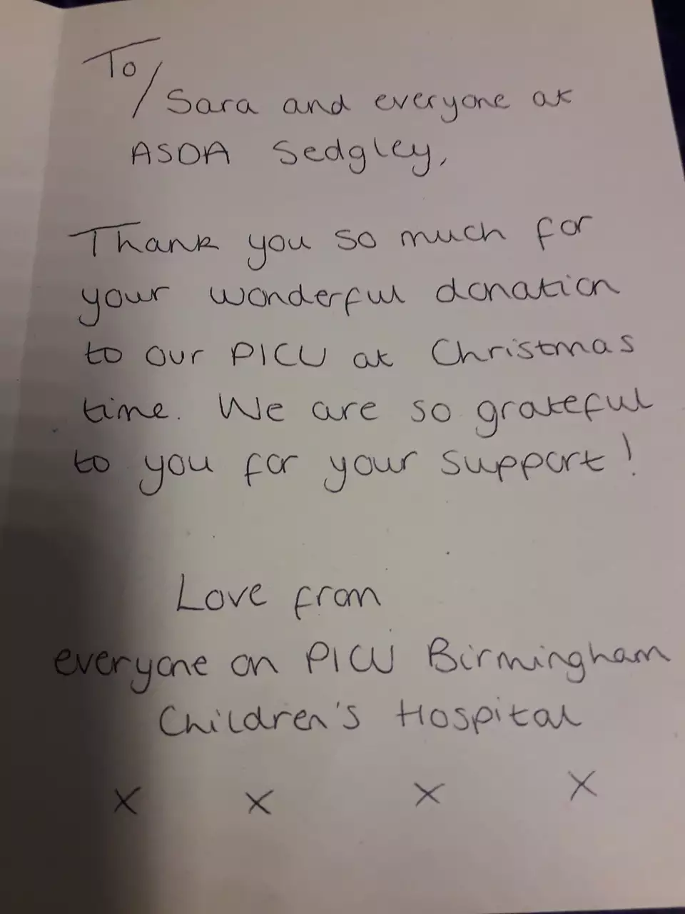 Christmas thanks from children's hospital | Asda Sedgley