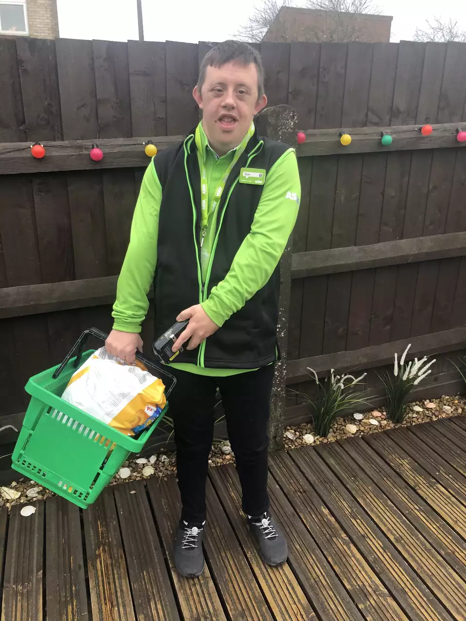 Sam Pierce shows his support for key workers at Asda Swindon Haydon