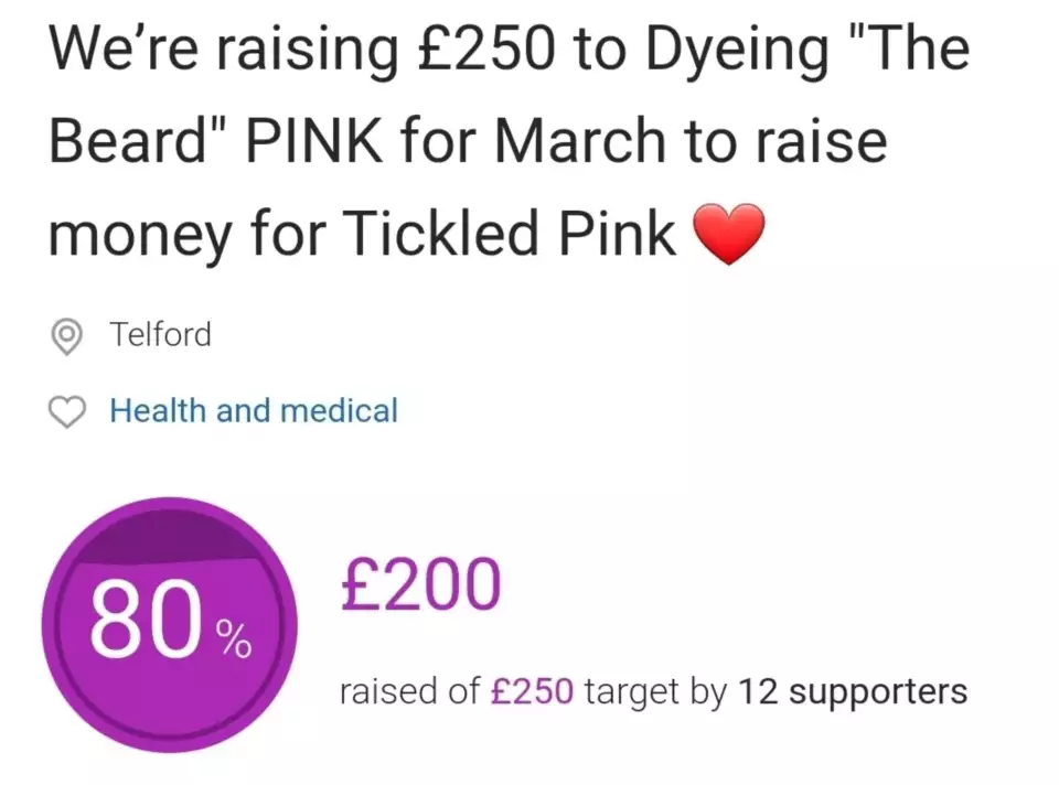 Michael dyes beard pink | Asda Donnington Wood