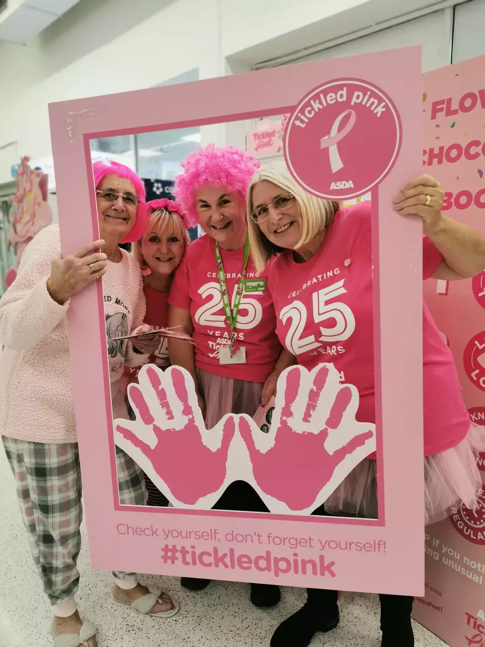 Four 'breast friends' from Asda Thornaby support Tickled Pink breast cancer charity