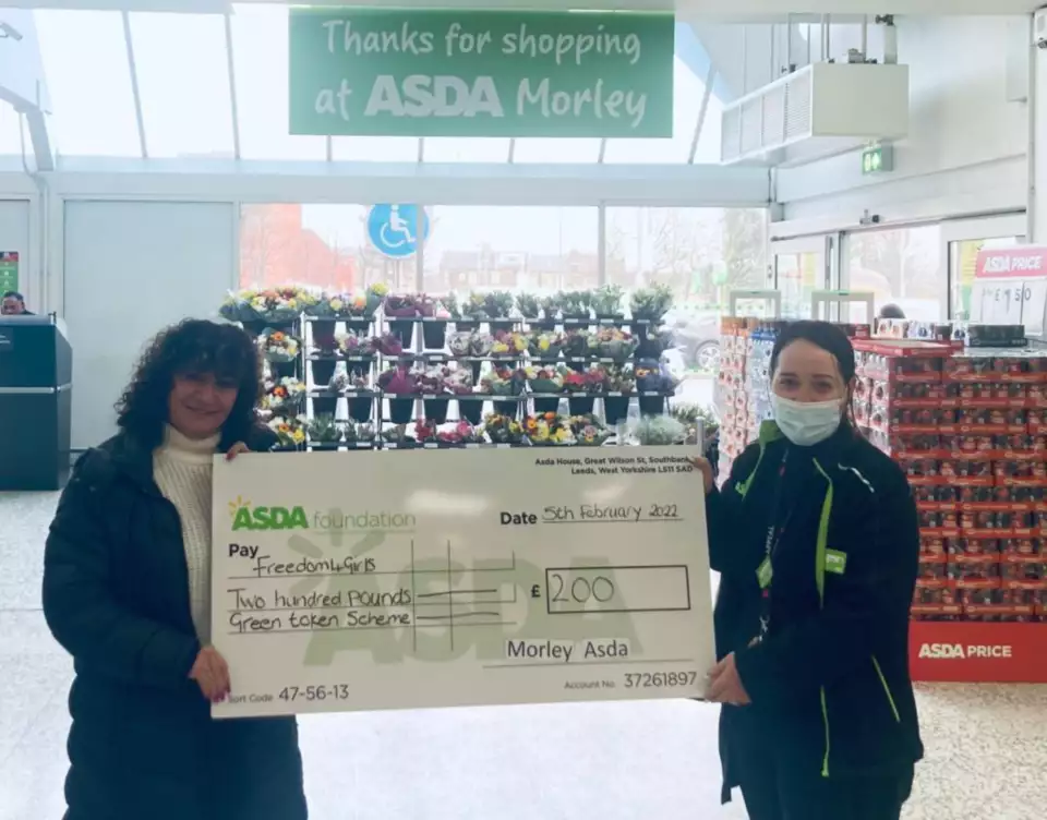 Freedom4Girls pick up Green Tokens cheque | Asda Morley