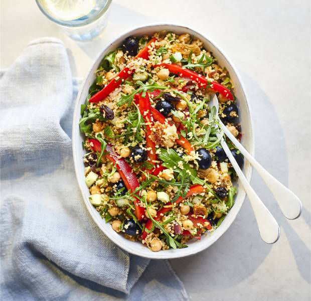 Vibrant veggie cous cous with chickpeas