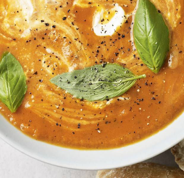 Roasted tomato soup with crème fraîche