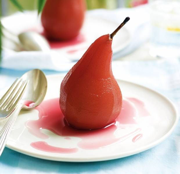Pears in rosé wine