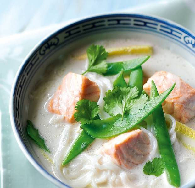 East Asian Salmon & Noodle Soup