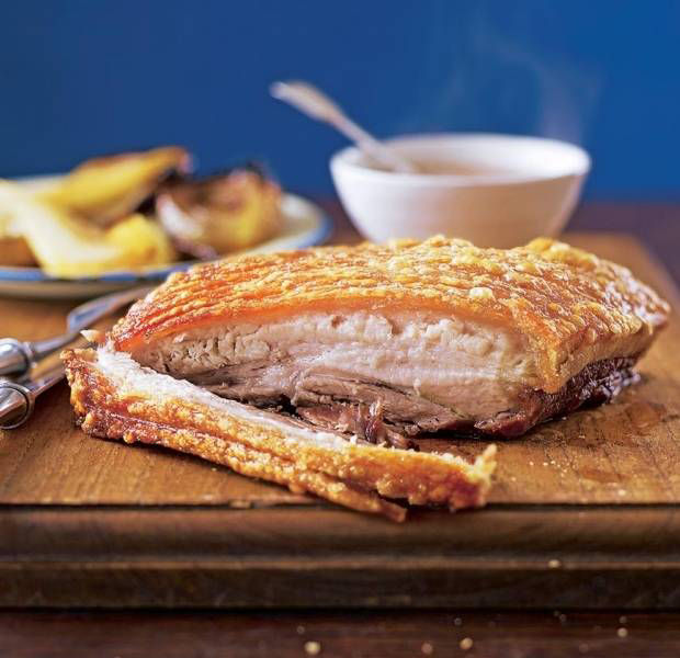 Steam-roast pork belly
