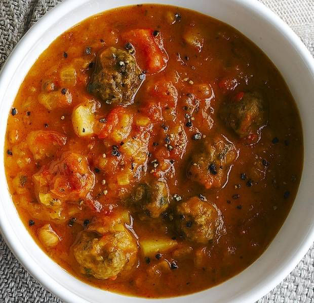 Goulash soup with meatballs