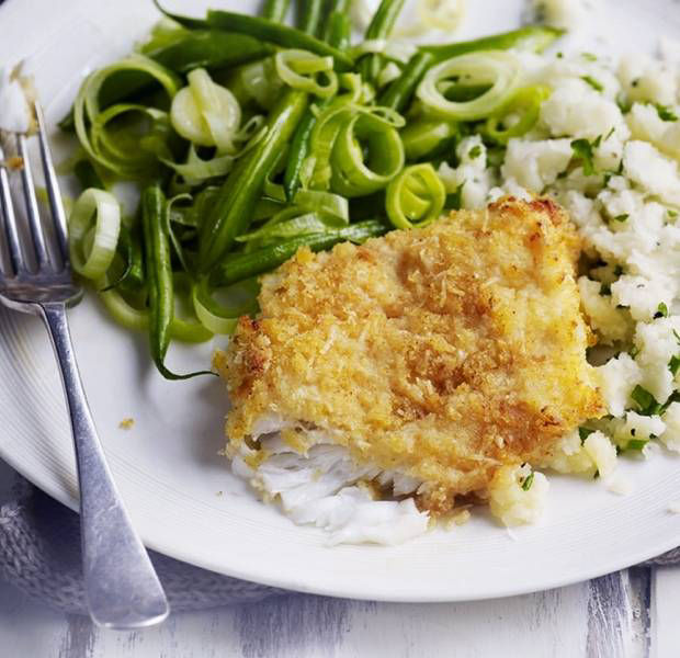 Lemon and Parmesan cod with herby mash