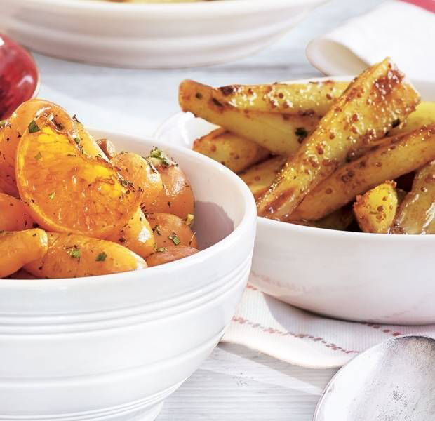 Roast parsnips and carrots with honey mustard