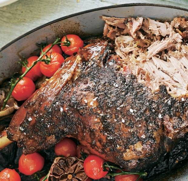 Greek-style slow roasted leg of lamb