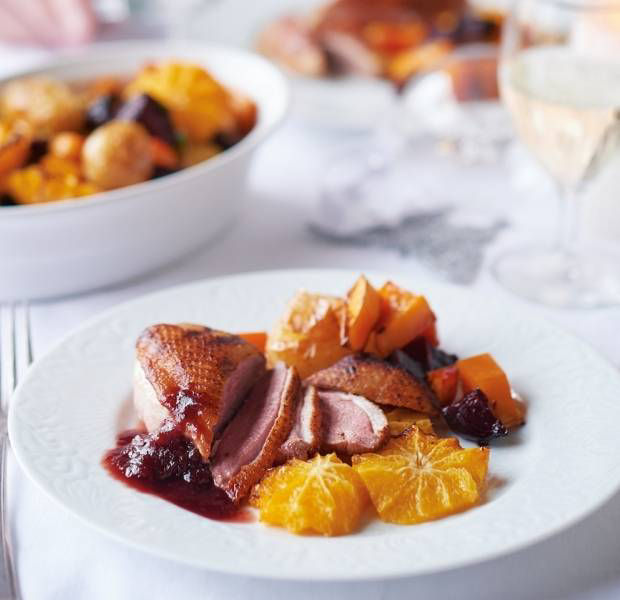 Duo of duck breasts with an orange & cherry sauce