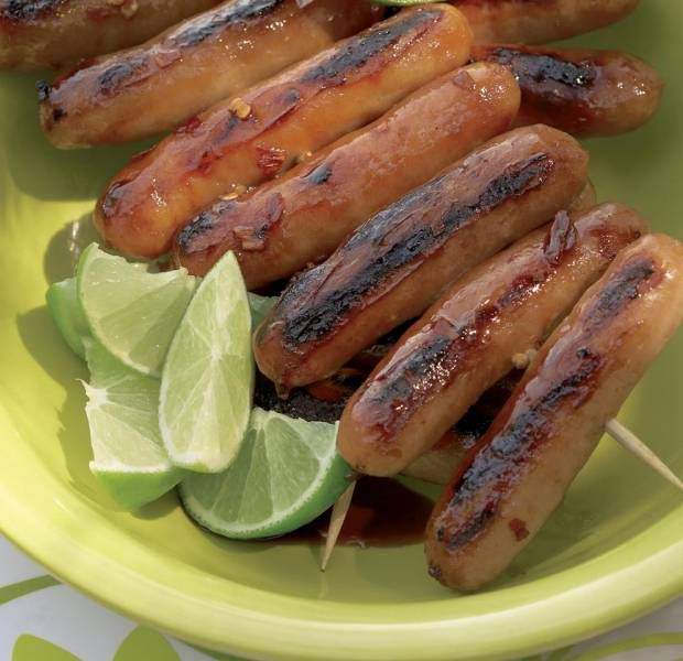 Sticky barbecue sausages