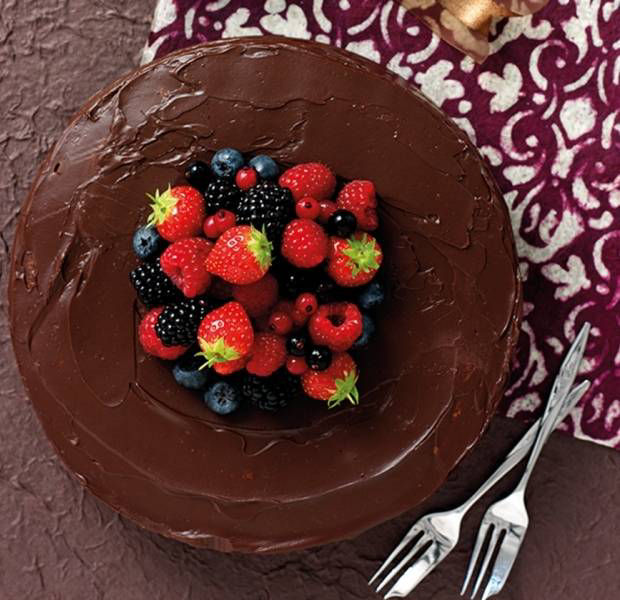 Chocolate and almond mixed berry torte