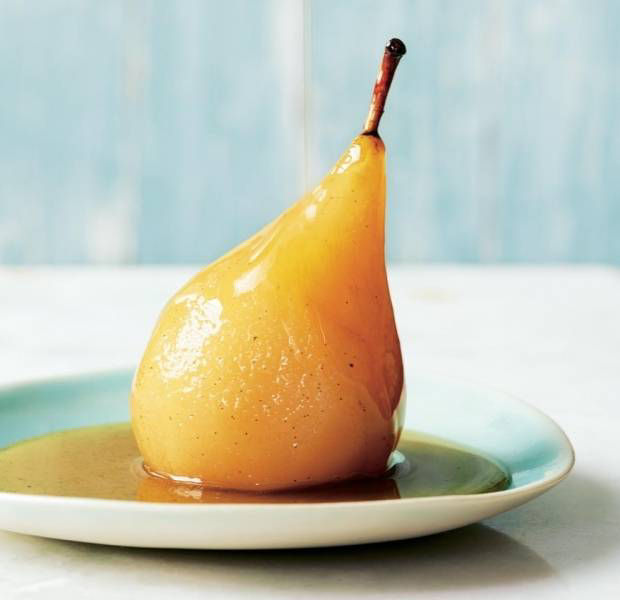Honey-poached pears