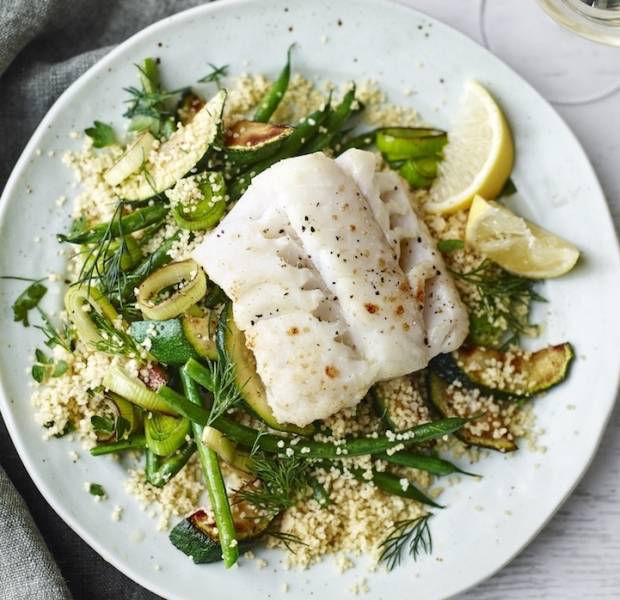 Cod fillet with grilled veg cous cous