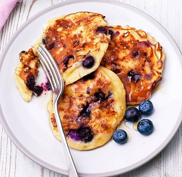 Blueberry burst pancakes