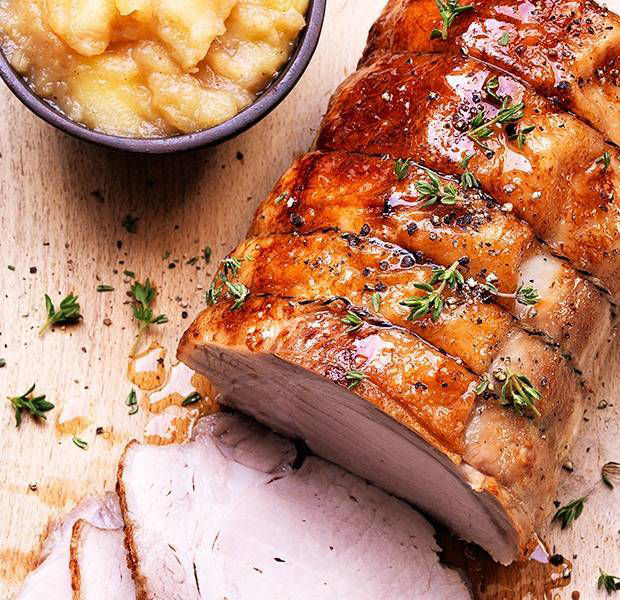 Sweet and savoury pork loin with spiced apples