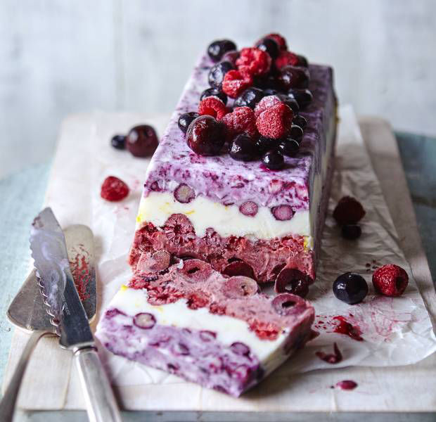Frozen berry yogurt cake