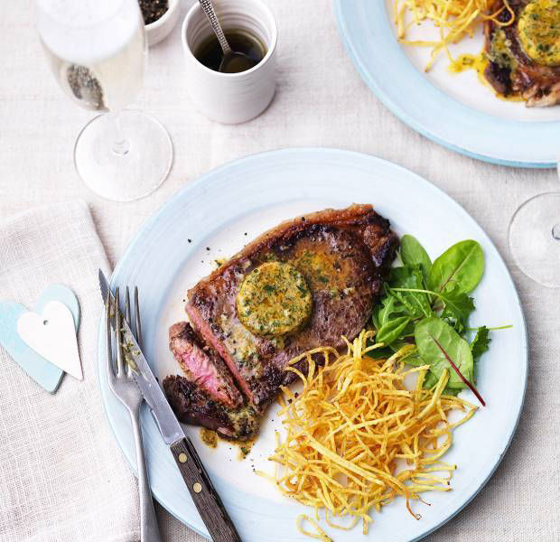 Sirloin steak with herby butter