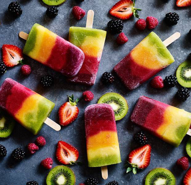 Striped fruit ices