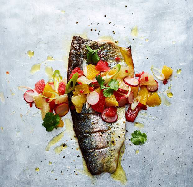Pan-fried trout with citrus salsa