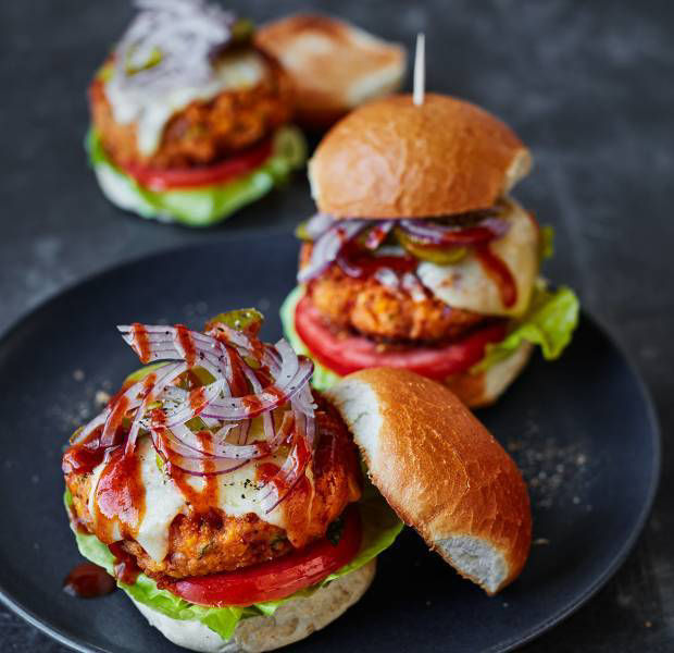 Spicy baked bean burgers