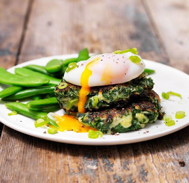 Colcannon cakes with poached egg