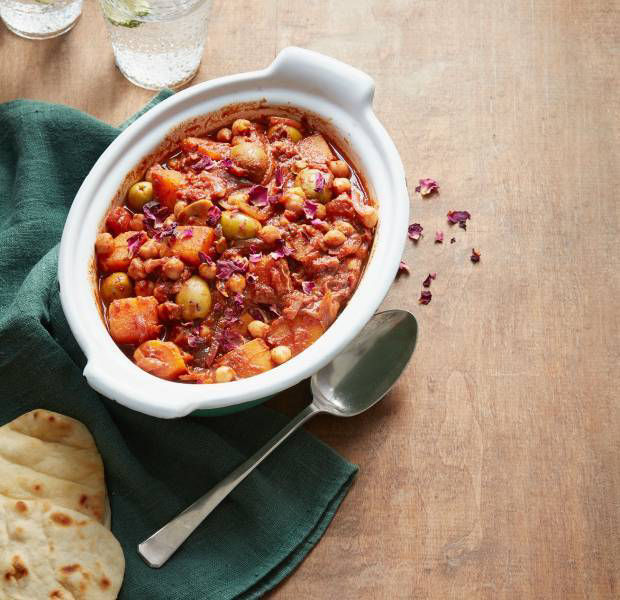 Middle Eastern-style squash and chickpea tagine