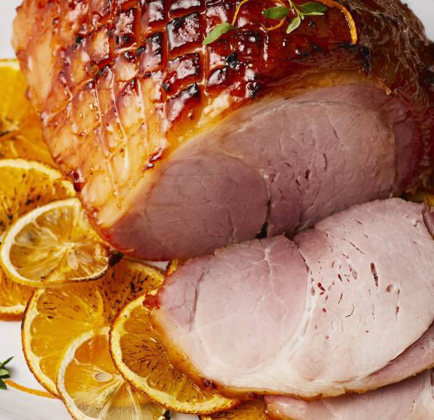 Aperol and citrus baked gammon