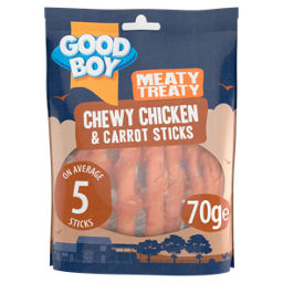 Dog Treats Rawhide Free Dog Treats Chewy Duck With Carrot Sticks Case of 10 Good Boy 90 Grams ℮ Made With 100% Natural Duck Breast Meat