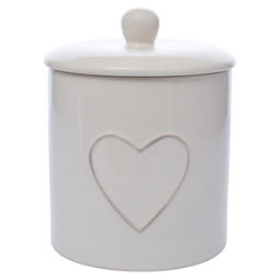White and Grey 16 x 16 x 23 cm Ceramic H&H Heart Grey Ceramic Biscuit Barrel Lt 2.2 