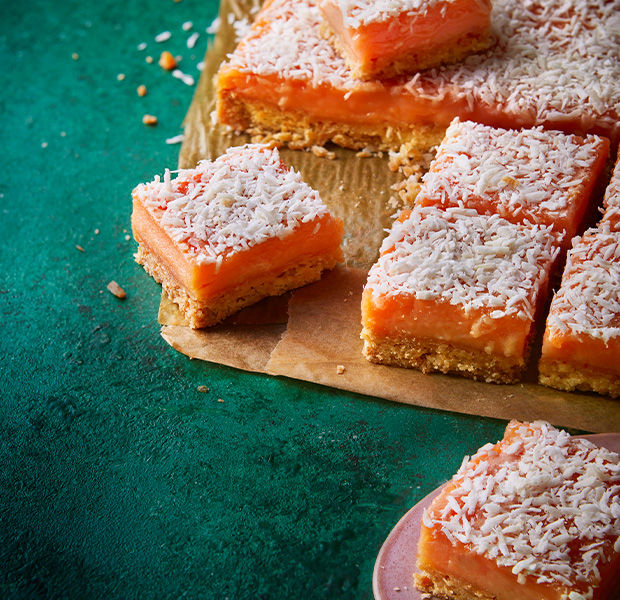 Pink grapefruit and coconut squares
