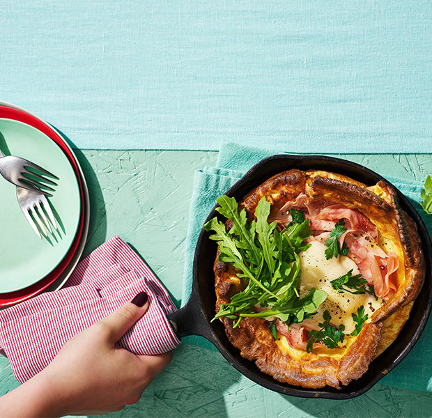 Savoury Dutch Baby with ham and cheese