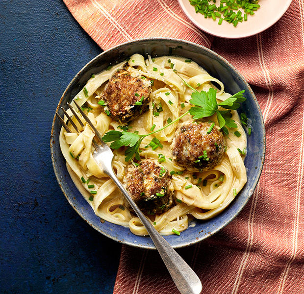 Turkey, courgette and herb meatball tagliatelle