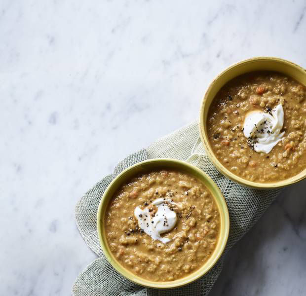 Moroccan-spiced red lentil soup
