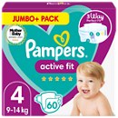 Pampers Active Fit Size 4, 60 Nappies, 9kg-14kg, Jumbo+ Pack 60pk