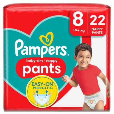 Pampers Baby-Dry Nappy Pants Size 8, 44 Nappies, 19kg+, Jumbo+ Pack - ASDA  Groceries